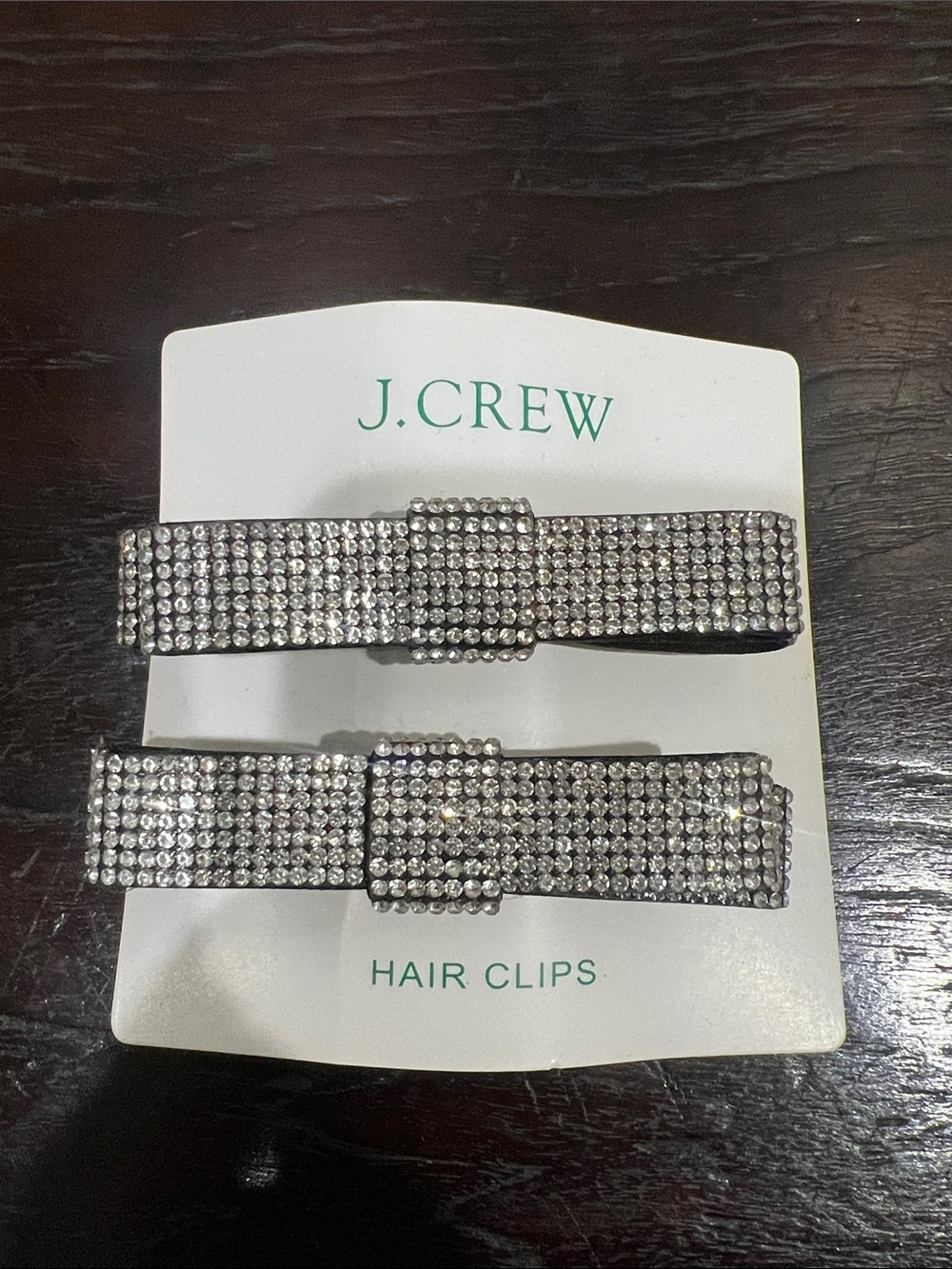 J. Crew Silver Rhinestone Bow Hair Clips - Set of 2